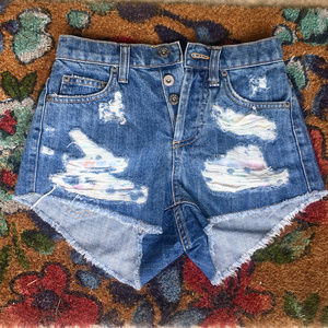 NWT CARMAR floral jean cut off shorts 24